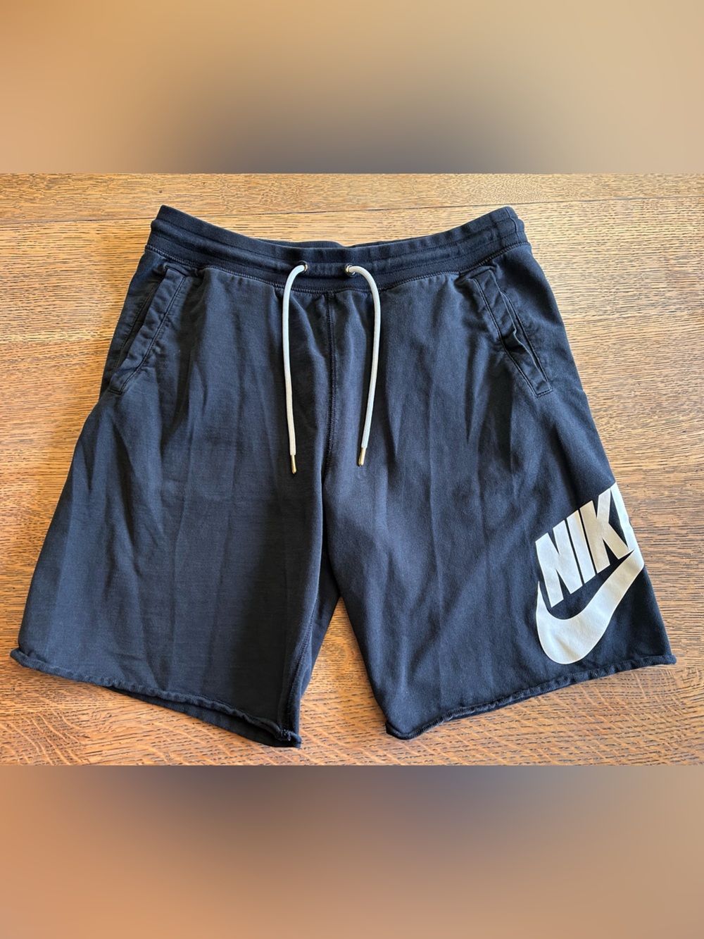 Nike Black Athletic Drawstring Shorts with White Logo